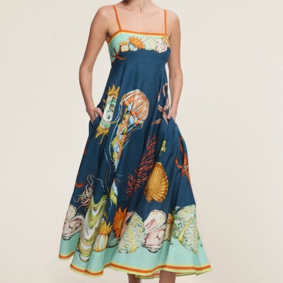 Alemais Blue and Orange Maxi Dress - Picture 1 of 11